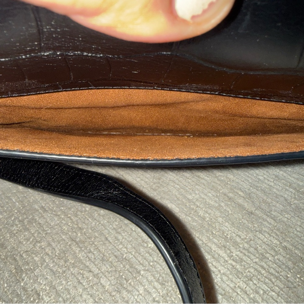 Coach Black Croc-Embossed Crossbody Bag - Picture 11 of 14